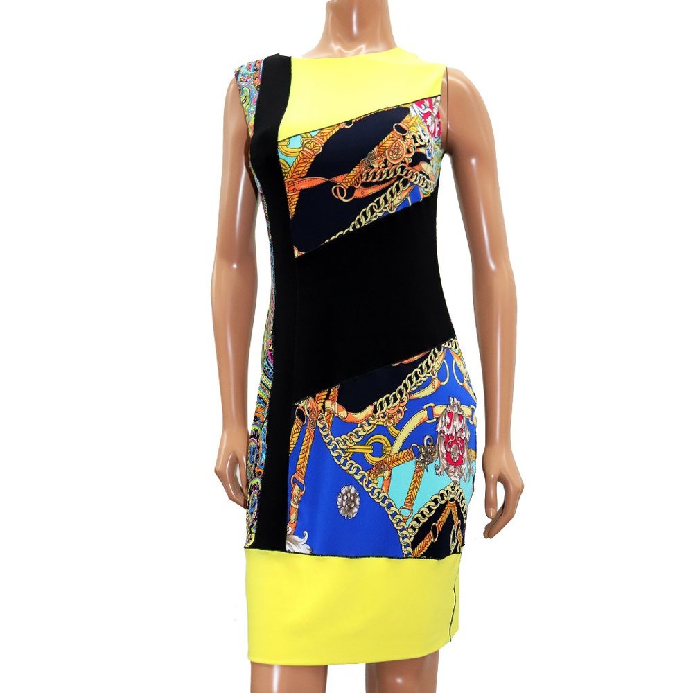 JOSEPH RIBKOFF Curvy BOLD Baroque Printed Dress Size 8